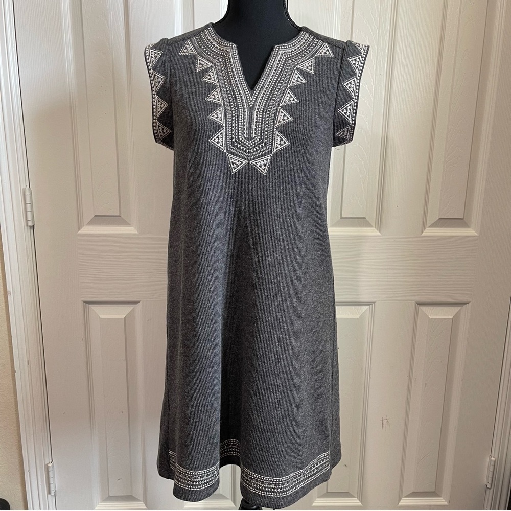 THML - Ragland Gray Embroidered Mini Dress
